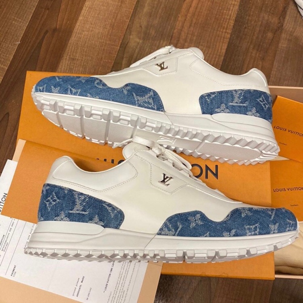 New Authentic Louis Vuitton Run Away sneakers monogram denim leather